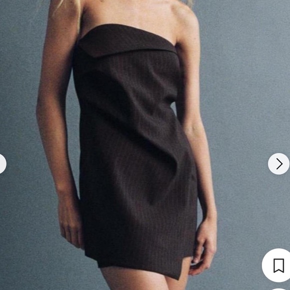 🤎💙ZARA Pinstripe Strapless Mini Dress🤎SZ XXL💙NWT - Picture 12 of 16